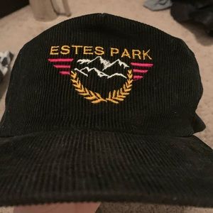 VINTAGE Black Corduroy Trucker Hat “Estes Park”